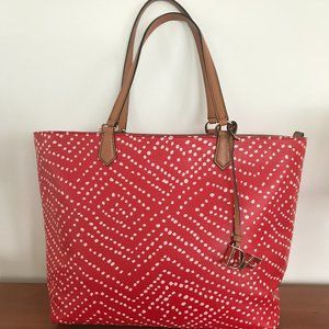 Diane Von Furstenberg red leather tote bag